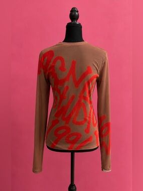 Acne Studios- Sprayed Logo, Long Sleeve Sheer Tshirt
